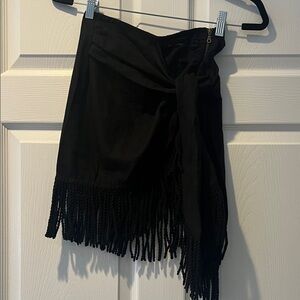 NWOT JUST BEE QUEEN Black Fringe Skirt Size XS